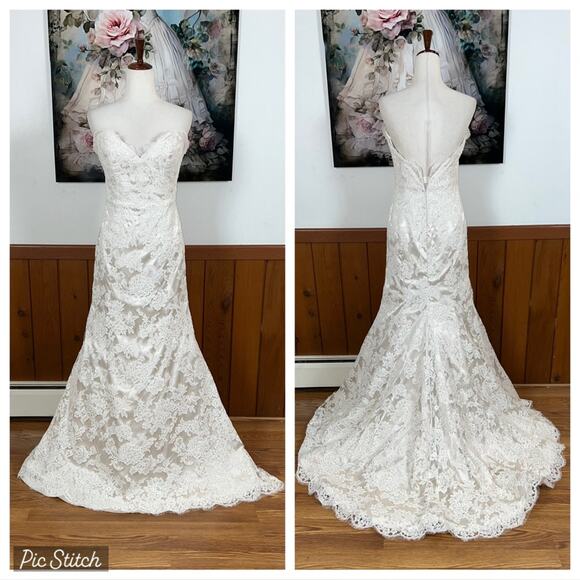 Stunning New $3900 JLM Couture Jim Hjelm Sweetheart Lace Overlay Wedding Gown! - Picture 1 of 12